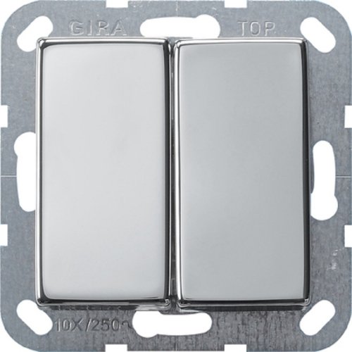 Выключатель кнопочный без рамки Gira System55 2-кл. хром фото Выключатель кнопочный без рамки Gira System55 2-кл. хром картинка